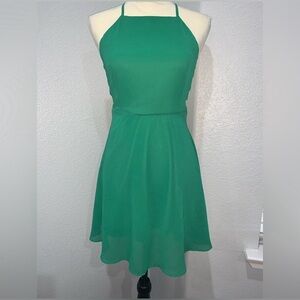 Lulu’s Letter Of Love Womens Small Green Backless Skater‎ Dress Fully Lined